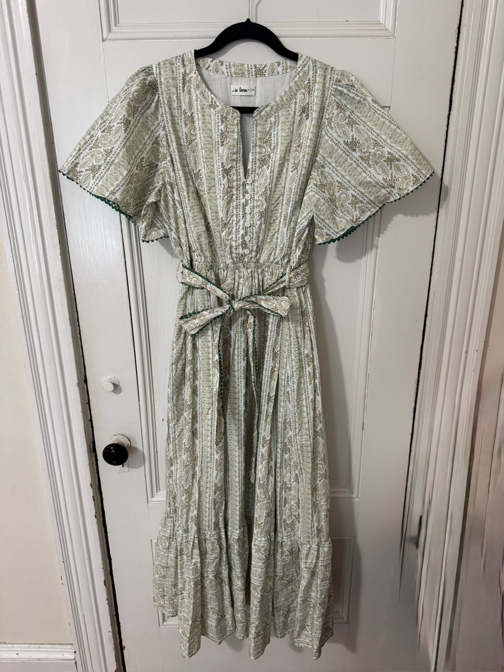 In Loom Floral Flutter Sleeve LEMONGRASS Maxi Dress